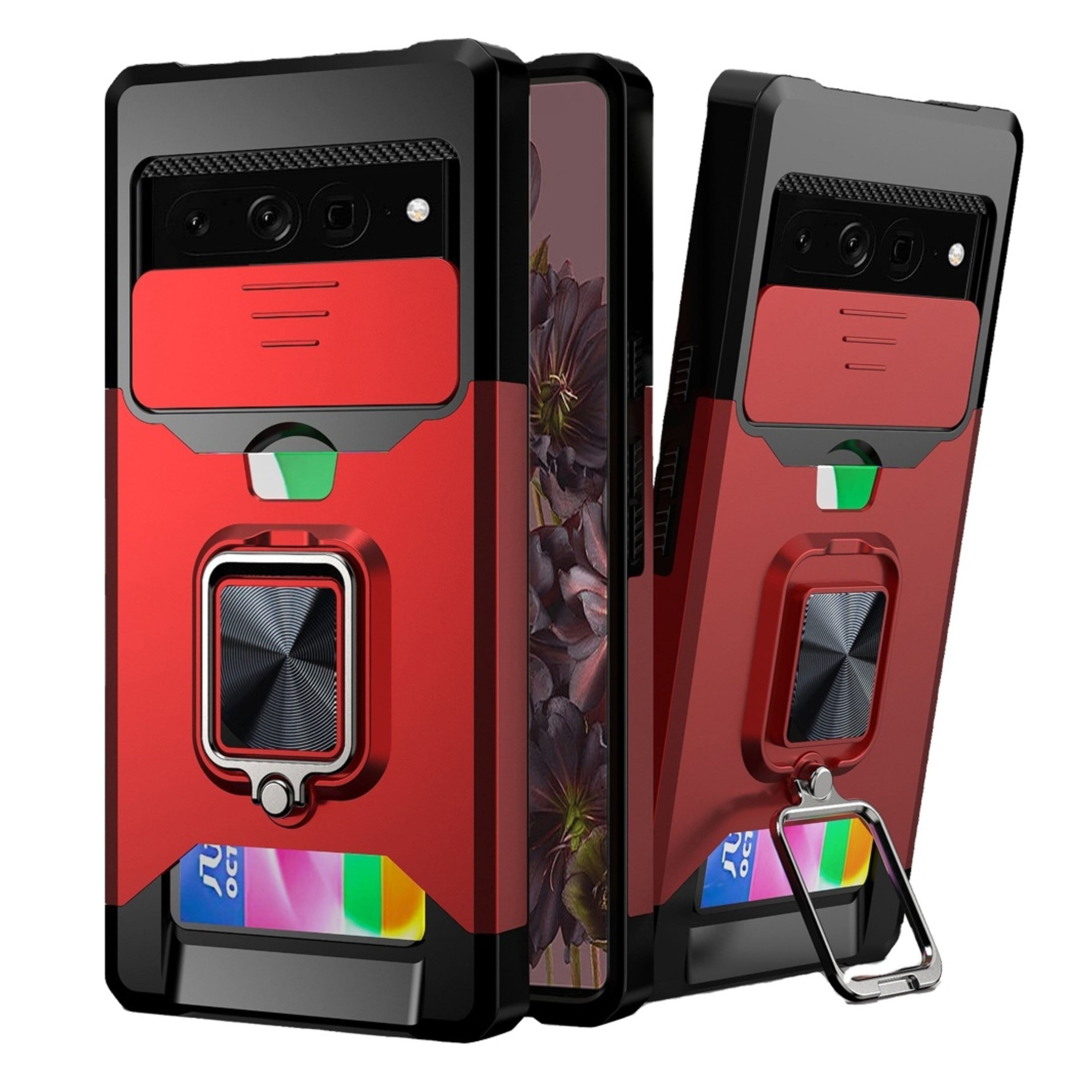 Kitcheniva - Multi-Use Card Magnetic Ring Stand Phone Case For Google Pixel 7 PRO (Triple Camera) - Red price history on PriceWatchPro