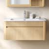 Front. ModernMate - 30" Single Wall-Mounted Bathroom Vanity with Ceramic Sink, Soft Close Drawers, Solid Wood Legs - Natural Oak.