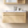 ModernMate - 30" Single Wall-Mounted Bathroom Vanity with Ceramic Sink, Soft Close Drawers, Solid Wood Legs - Natural Oak