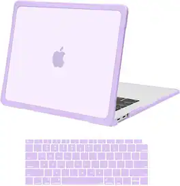 mosiso - Case for MacBook Air 13 inch Case M1 A2337 A2179 A1932 2021-2018, Crack Resistant Cover with TPU Bumper & Keyboard Cover - Purple