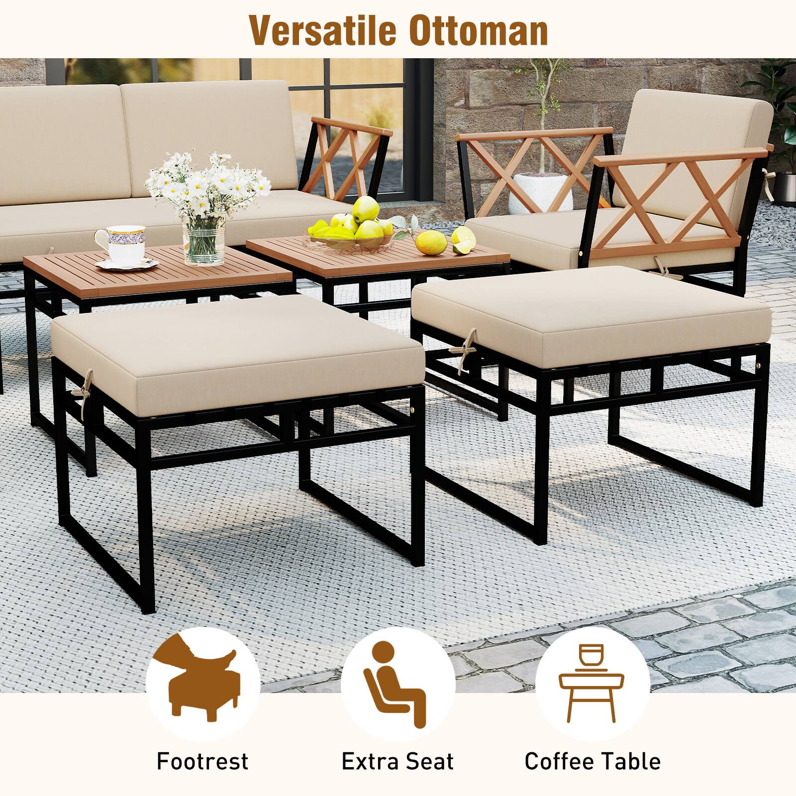 Versatile Ottoman
Footrest
Extra Seat
Coffee Table