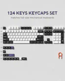 Womier - PBT Keycaps,Cherry Profile Double-Shot Keycap for 60% 65% 75% 100% TKL US Layout Mechanical Keyboard - White-Black