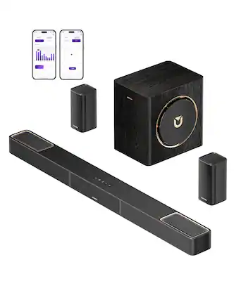 Front. Ultimea - ULTIMEA Skywave X40 5.1.2ch Wireless Surround Sound System for TV, Dolby Atmos Sound Bar, 530W - Black.