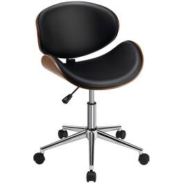 Ecooso - Office Chair Adjustable Leather Swivel Desk Chair with Bentwood Frame and Curved Seat Design - Black