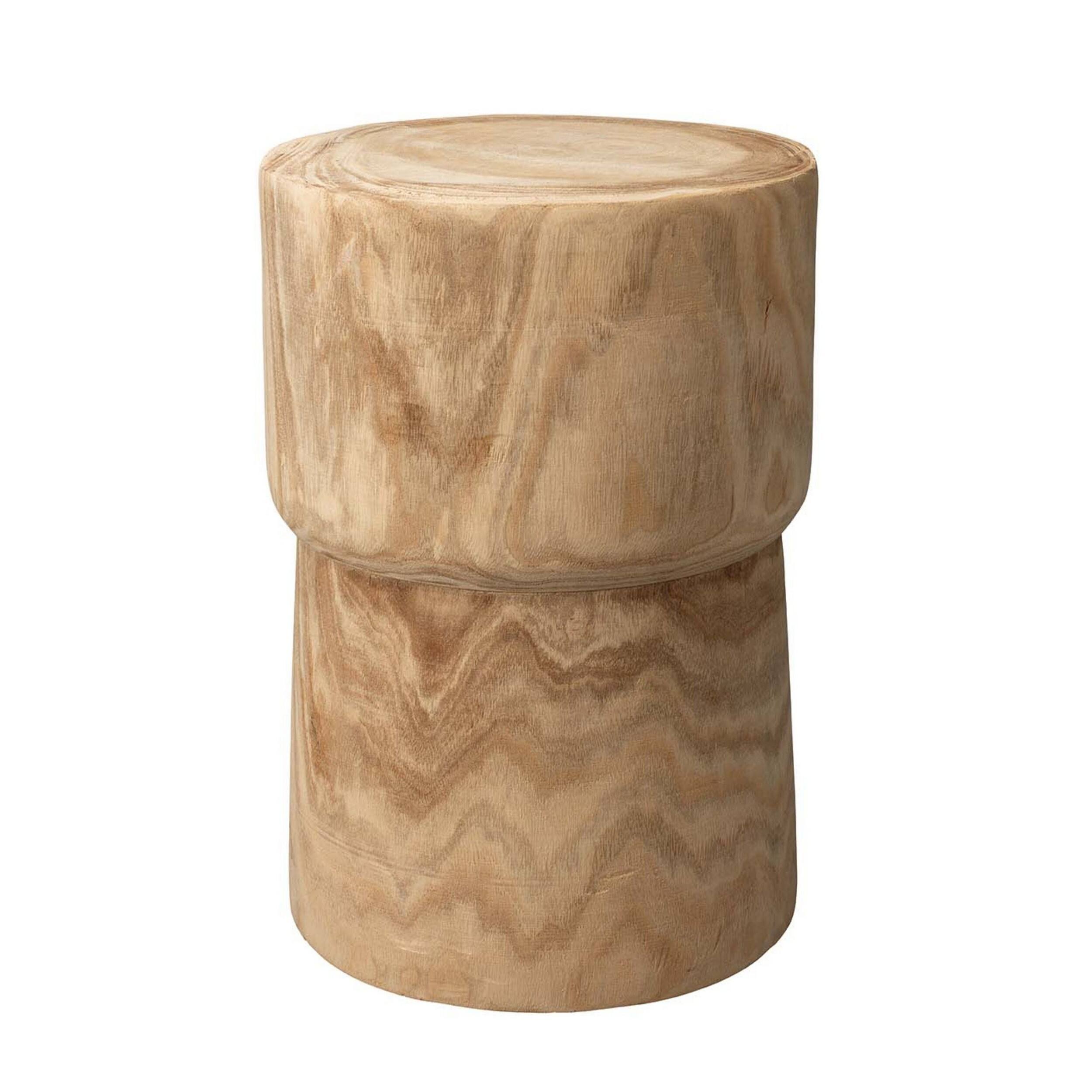 Front. Manhattan Lane - 18 Inch Modern Side End Table, Round Surface, Paulownia Wood - Brown.