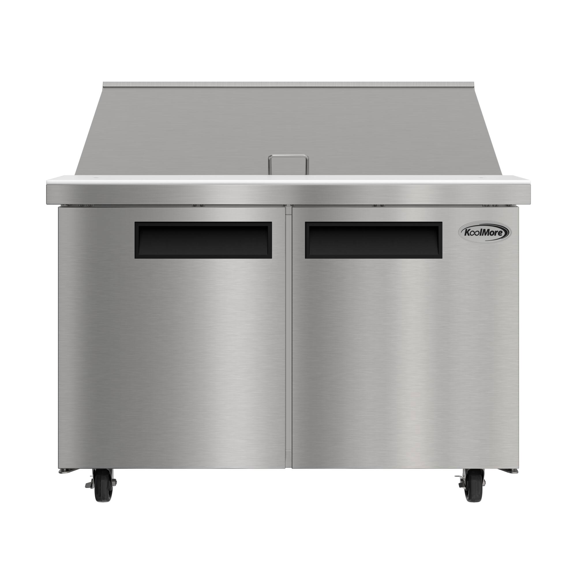 Front. Koolmore - 46 in. Commercial 2-Door Refrigerated Mega Salad and Sandwich Prep Table, 18 Pan Capacity and 14 Cu. Ft. of Storage - Stainless steel.