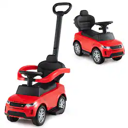 Costway - Kids Ride on Push Car with Horn & Start-up Sound Under-seat Storage Push Handle - Red