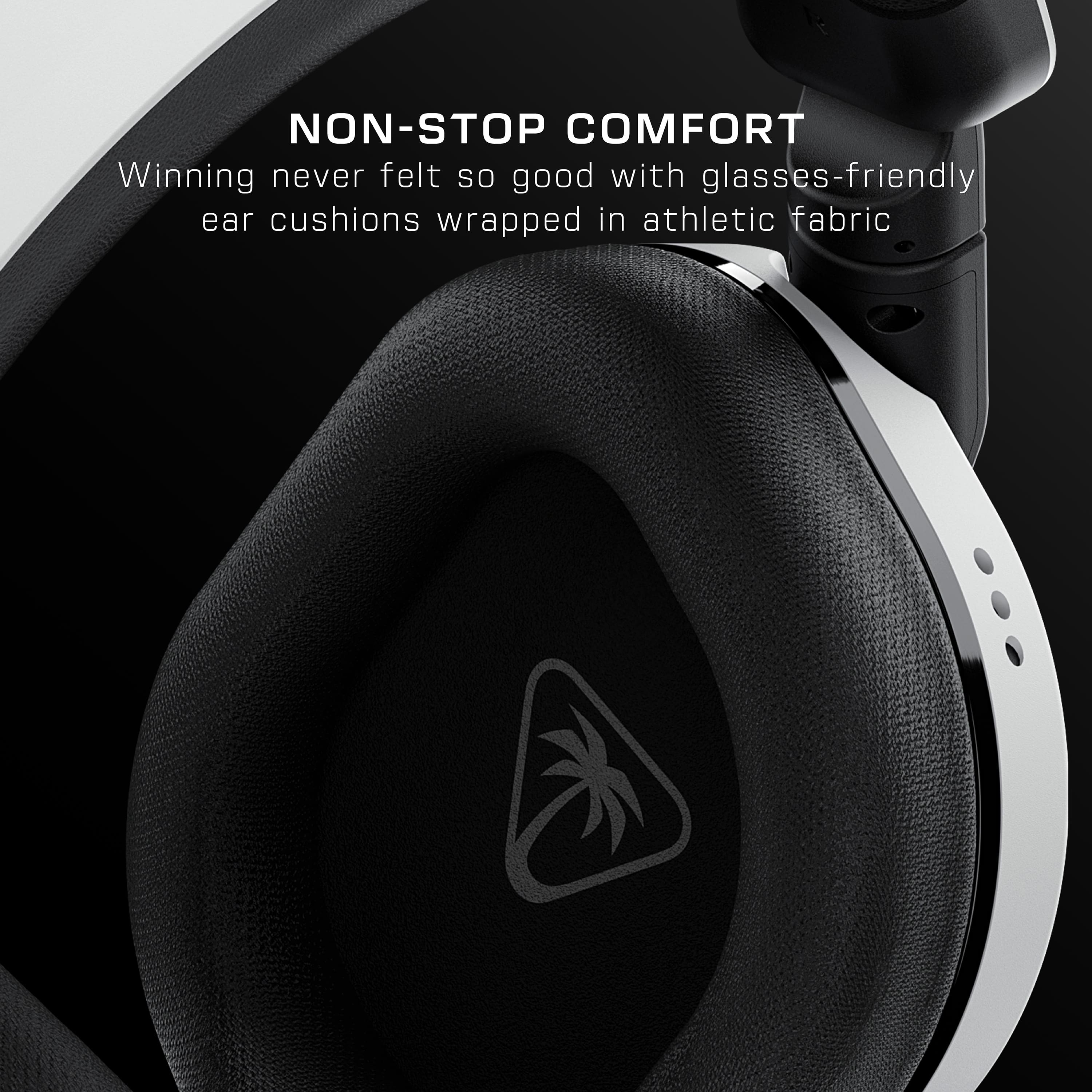 NON-STOP COMFORT Winning never felt so good with glasses-friendly ear cushions wrapped in athletic fabric.