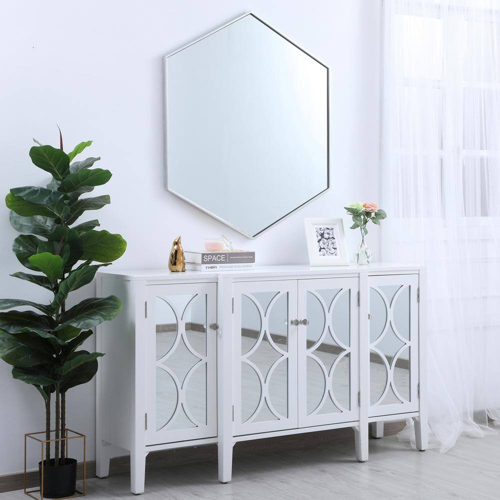 Alt View 10. Elegant Decor - Metal frame hexagon mirror 41 inch in silver - Silver.