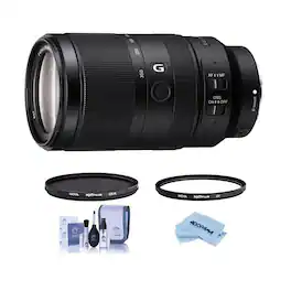 Bundle - Sony - E 70-350mm f/4.5-6.3 G OSS Lens, with Hoya 67mm UV+CPL Filter Kit, Cleaning Kit, Cleaning Cloth