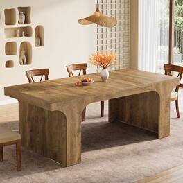 Tribesigns - Farmhouse Dining Table with Engineered Wood Construction, Wood Grain Finish and Rectangular Top for Kitchen - Brown
