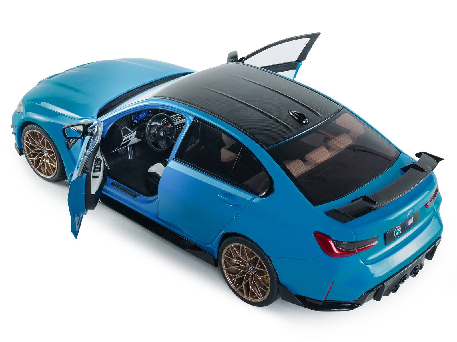 Alt View 5. Solido - 2024 BMW M3 Competition Daytona Beach Blue with Carbon Top 1/18 Diecast Model Car by Solido.