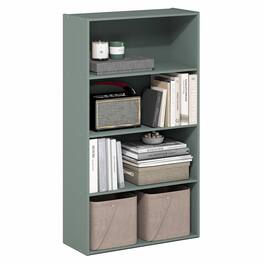 Furinno - PASIR Book Shelf, 4-Tier Bookshelf, Bookcase, 9.4" x 23.6" x 41.7", for Living Room, Bedroom, Home Office - Sage Green