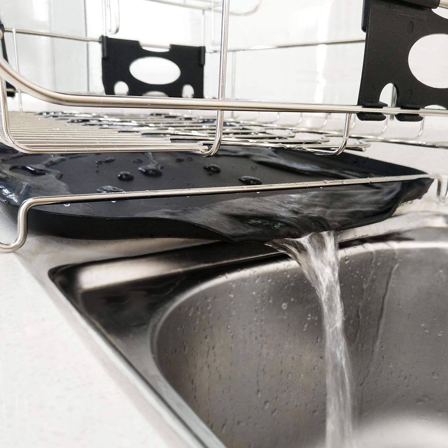 Alt View 3. Malletson - 2-Tier Stainless Steel Dish Rack Large Capacity Kitchen Drying Rack - Black.