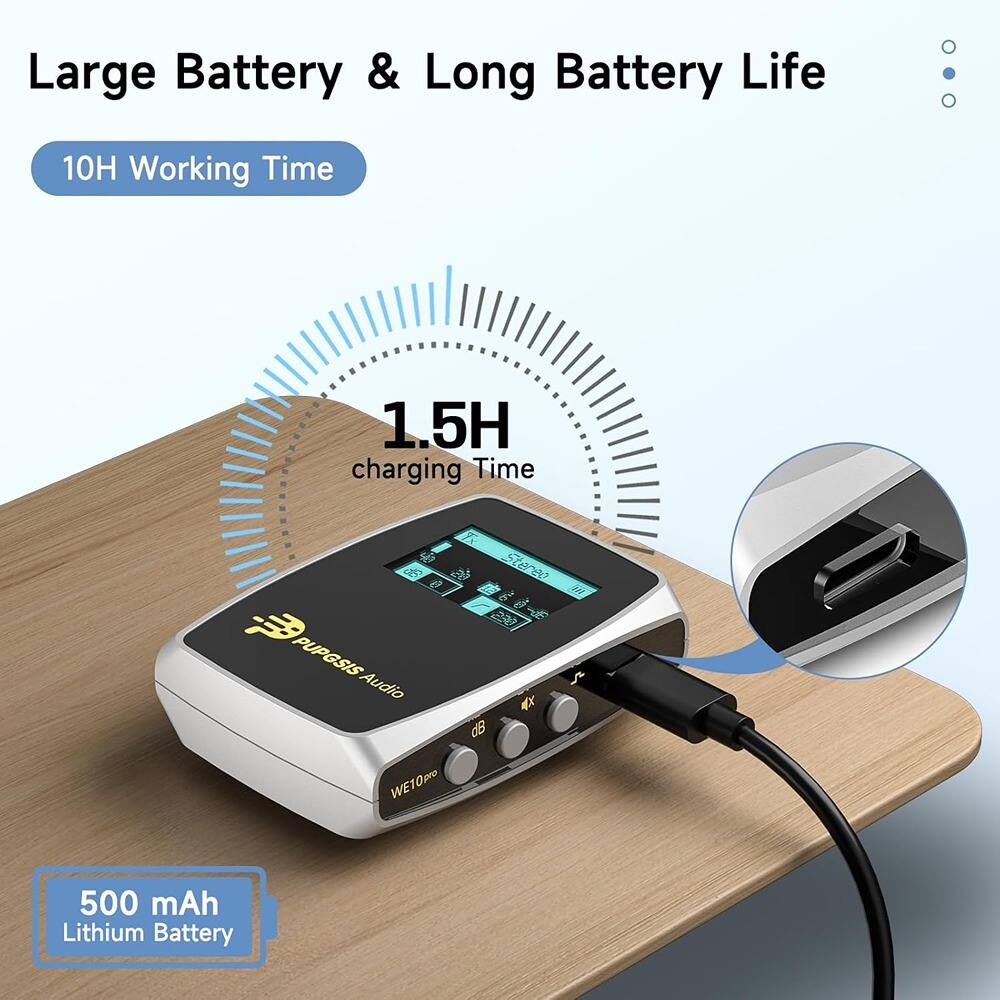 Large Battery & Long Battery Life

10H Working Time

1.5H charging Time

500 mAh Lithium Battery