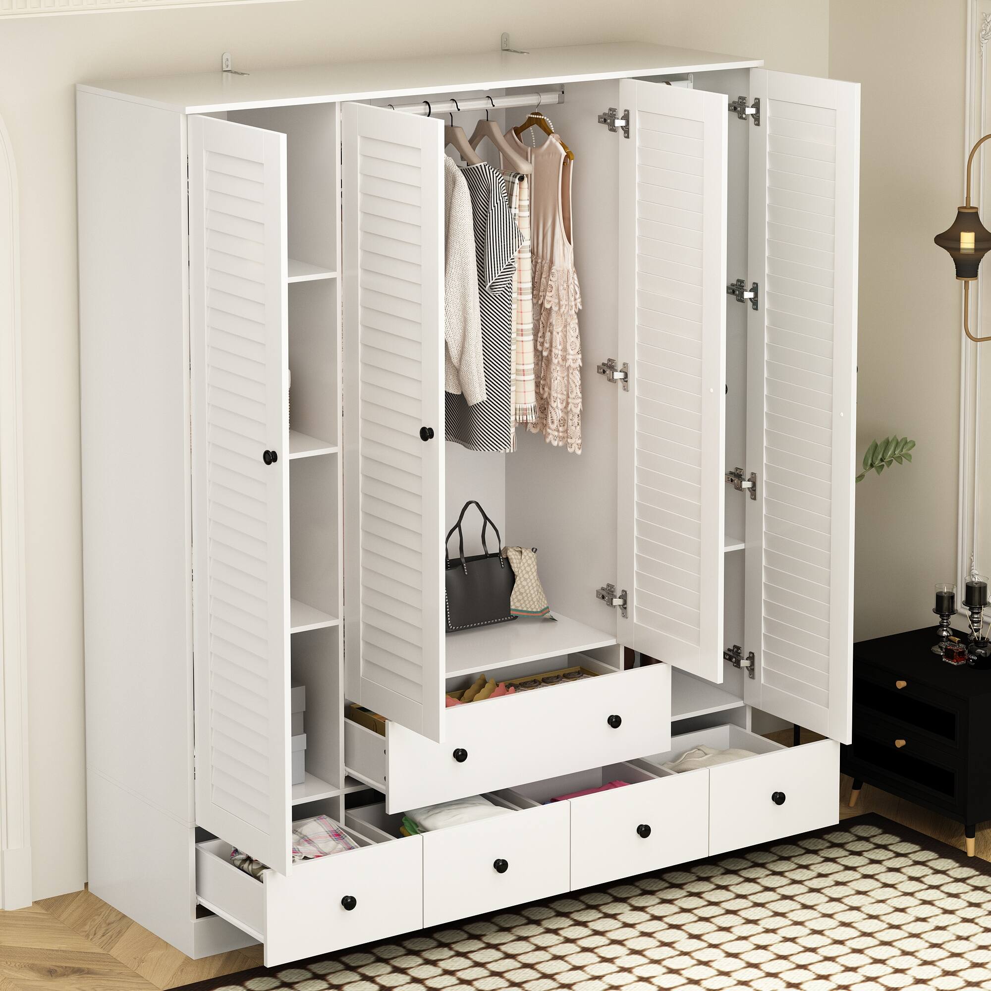 Alt View 1. FUFU & GAGA - FUFU&GAGA Shutter - Door Wardrobe: Organized Storage with Anti - Tip Safety & Classic Design - White.