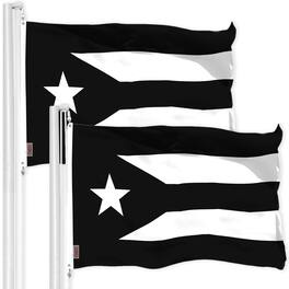 G128 - Puerto Rico Flag 2-Pack 3x5 Ft 150D Polyester Indoor/Outdoor - Black and White