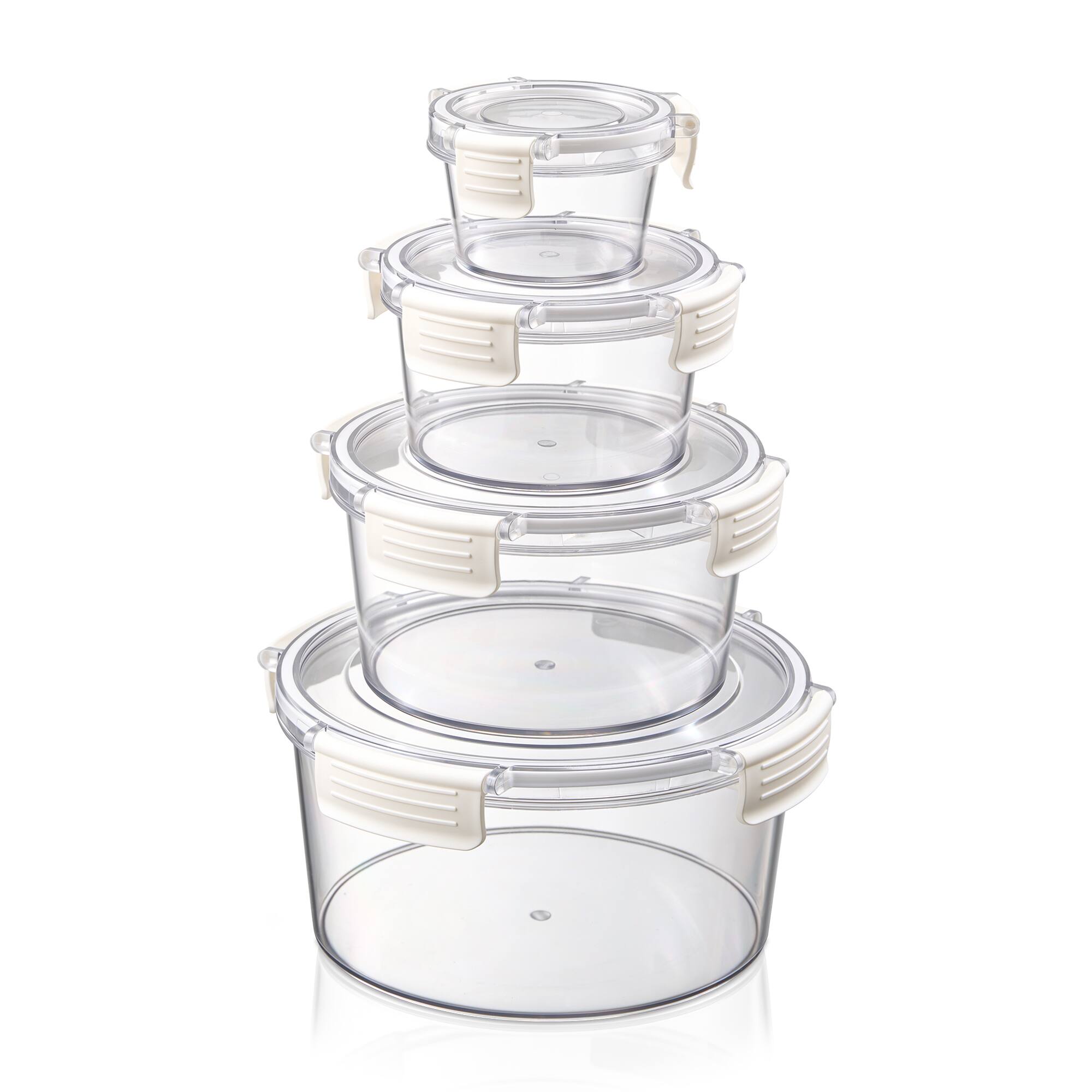 Angle. Sorbus - Sorbus 4 Pack Nesting Round Plastic Food Storage Containers Stackable Meal Prep Bowls - Clear.