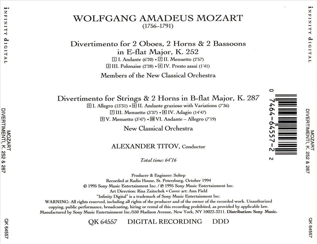 Back. Mozart: Divertimenti [CD].