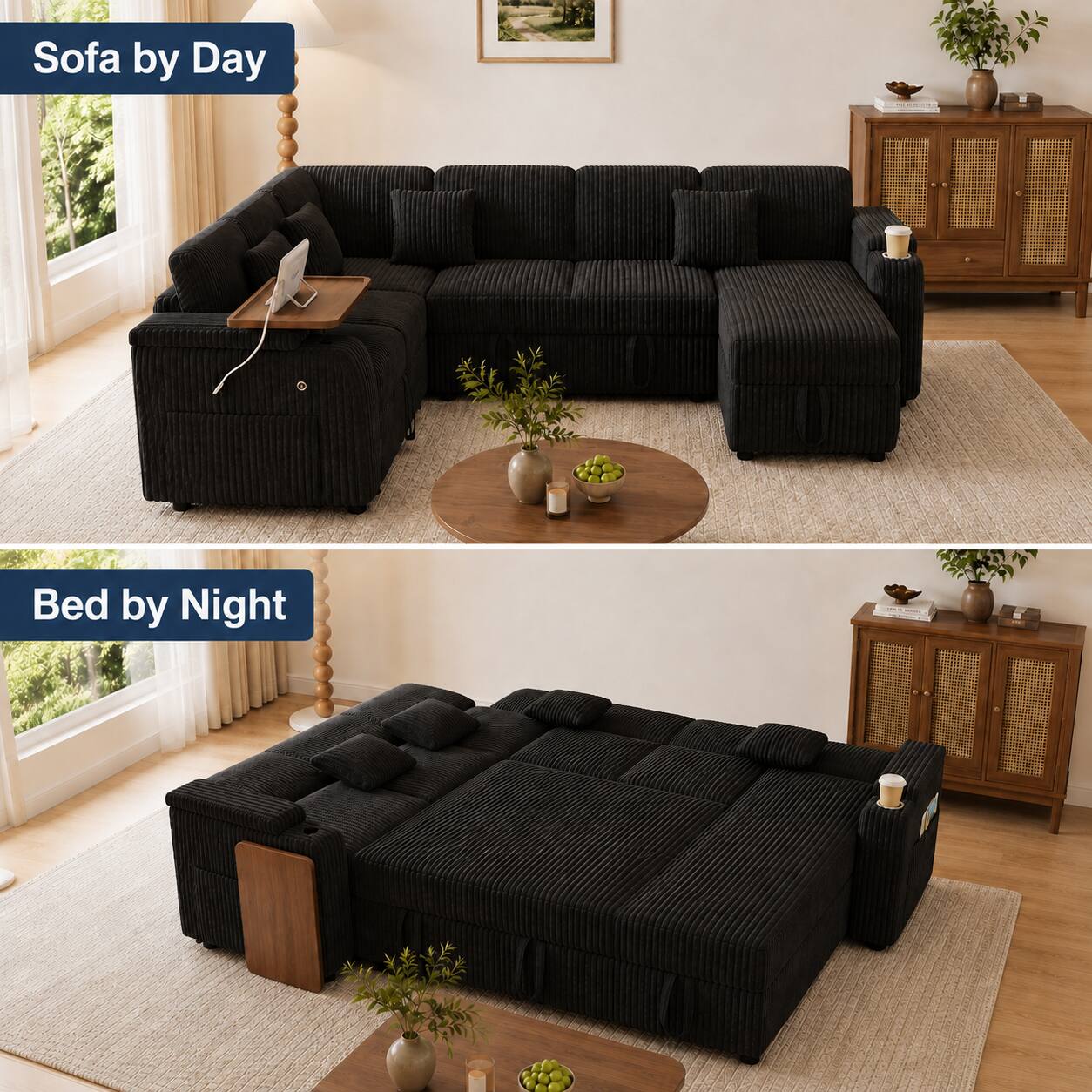 Sofa by Day  
Bed by Night
