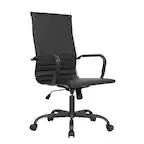 Front. LeisureMod - Harris Ergonomic High-Back Office Chair Leather Upholstery, Adjustable Swivel, Tilt, and Black Iron Frame - Black.
