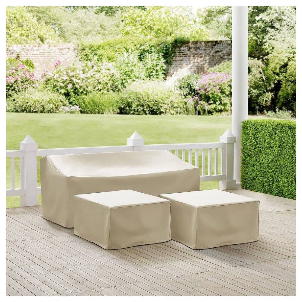Crosley Furniture - 3Pc Outdoor Sectional Furniture Cover Set - Sofa & 2 Square Table/Ottoman - Tan price history on PriceWatchPro
