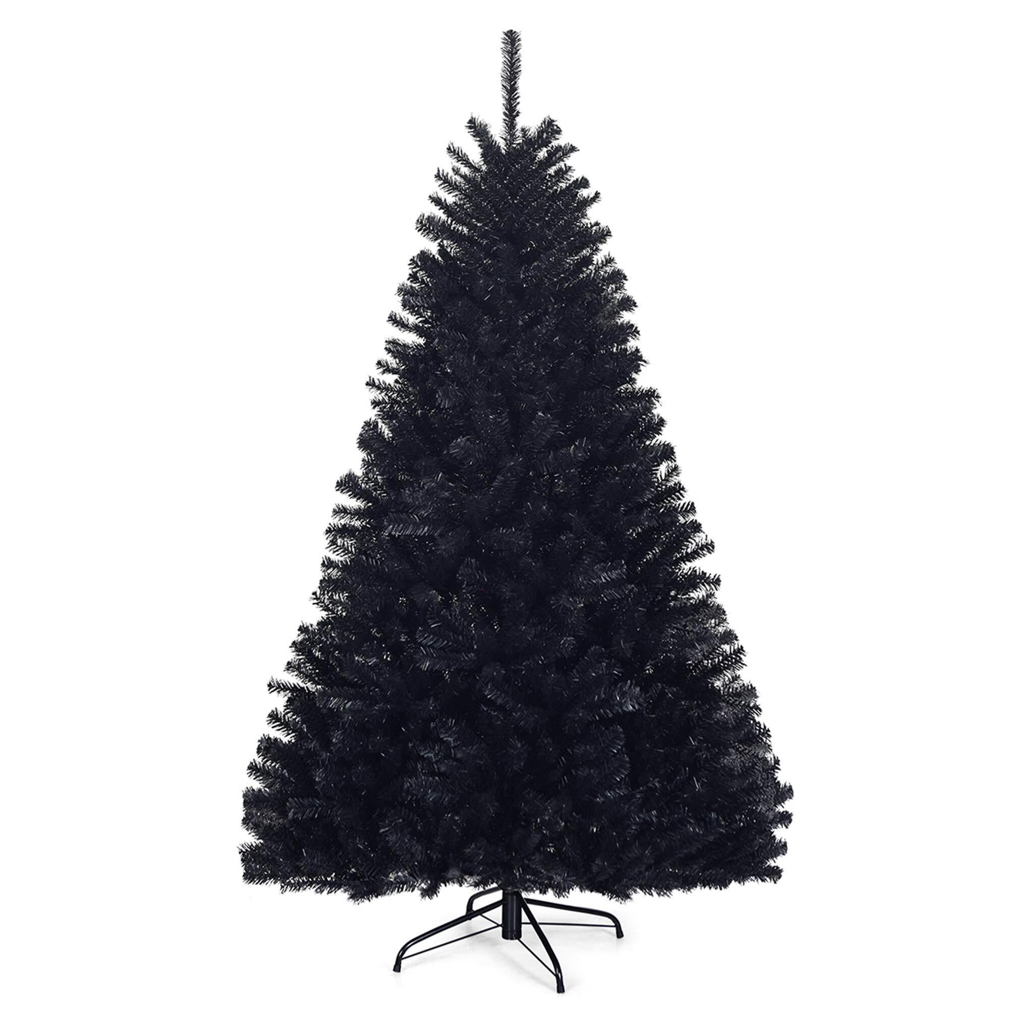 Alt View 4. Gymax - Gymax 6FT Artificial Halloween Christmas Tree Hinged Pine Tree Holiday Decoration Black - Black.
