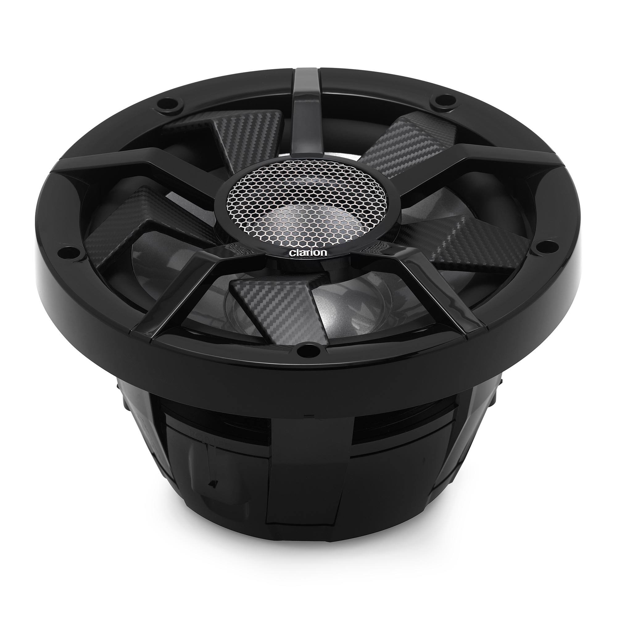 Alt View 1. Clarion - Clarion CM2513WL 10" Marine Subwoofer 250W RMS, Dual 2Ω Coils, RGB, Grilles - Black/Gray.