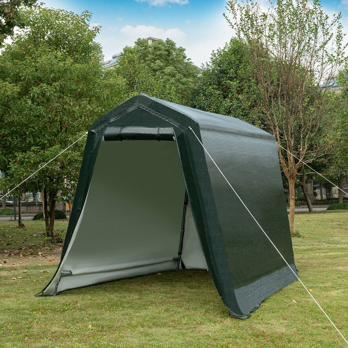 Angle. SlickBlue - Outdoor Carport with Sidewalls and Ripstop Waterproof Cover - Green.