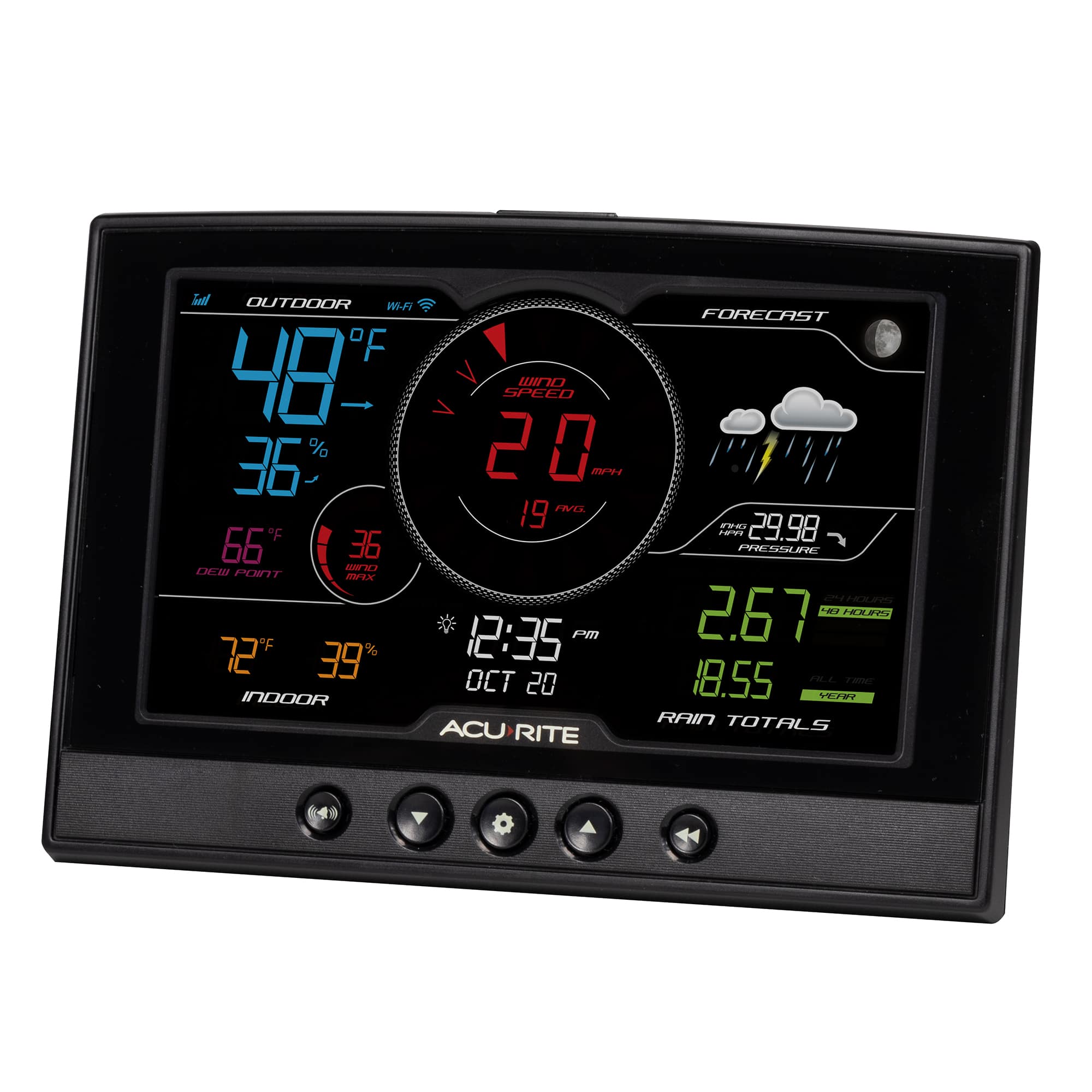 Angle. AcuRite - Iris (5-in-1) Weather Station with Direct-to-Wi-Fi Display for Remote Monitoring - White/Black.