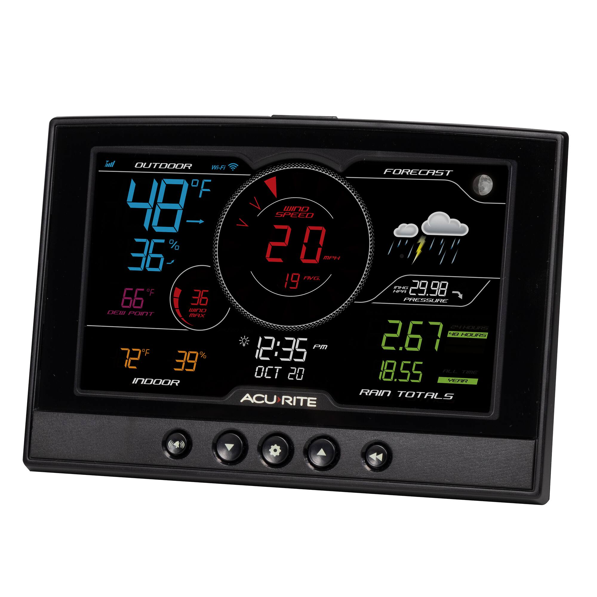 Angle. AcuRite - Iris (5-in-1) Weather Station with Direct-to-Wi-Fi Display for Remote Monitoring - White/Black.