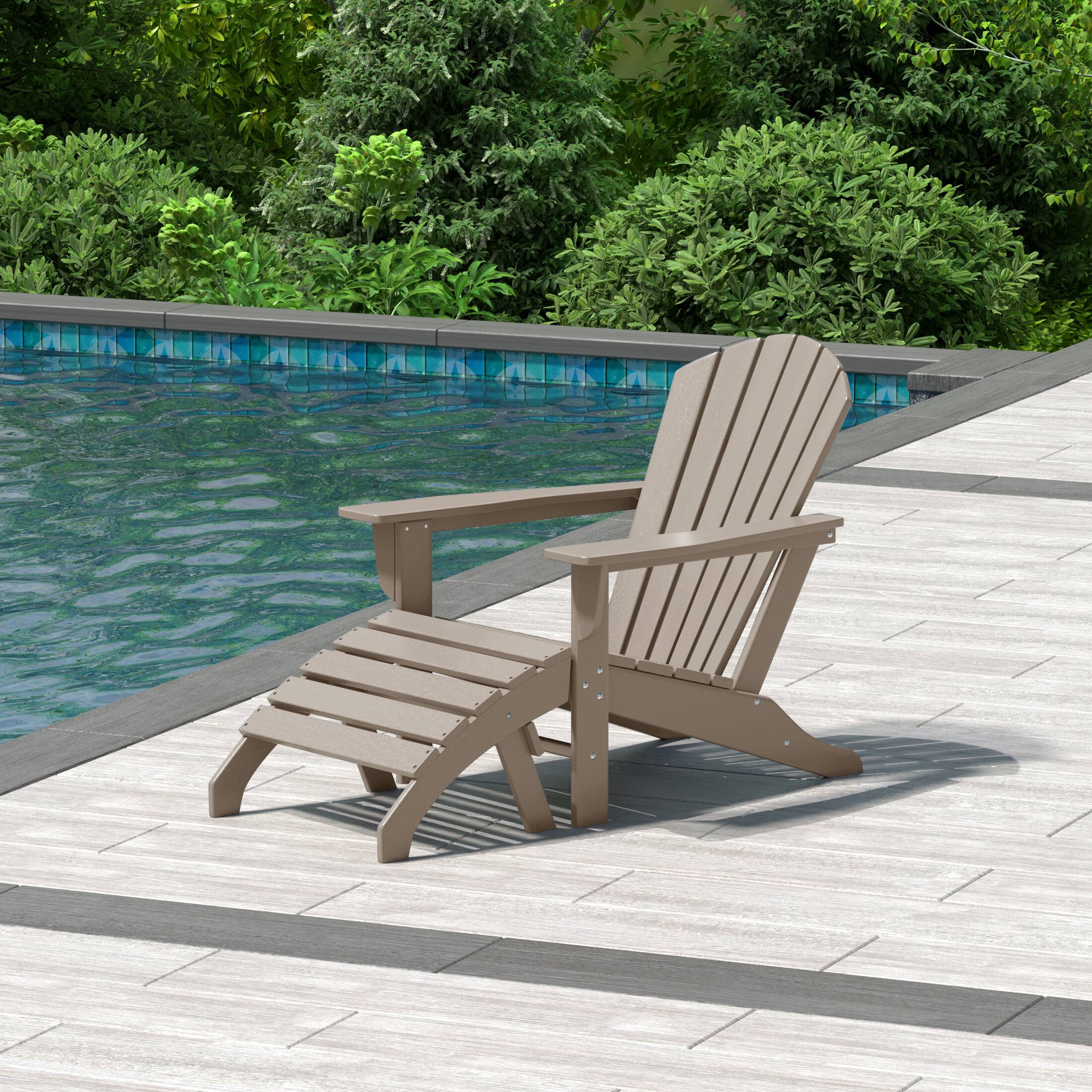 Angle. WestinTrends - WestinTrends Dylan Outdoor Adirondack Chair With Ottoman 2-Piece Set - Weathered Wood.