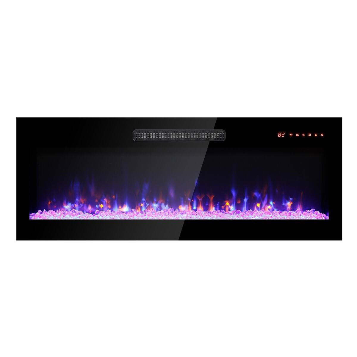 Back. Loheer - Loheer 42 inch electric fireplace Wall Mounted Recessed Heater - Black.