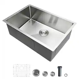 VEVOR - 27-inch Kitchen Undermount Single Bowl Sinks, Stainless Steel Drop-In Farmhouse Basin with Accessories - Silver