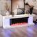Angle. Famapy - Upto 65" TV Stand with Electric Fireplace and LED Lights, Entertainment Center with Storage for Living Room Heating - White & Black.