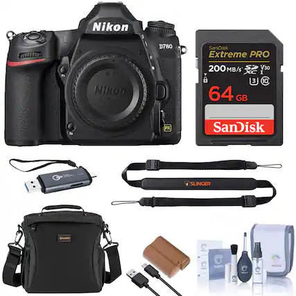 Nikon D780 SanDisk Extreme PRO PV Nikon Fmount 200 MB/s S 3 64 GB V30 I C 10 In FX SanDisk 2 SLINGER CLNCEN