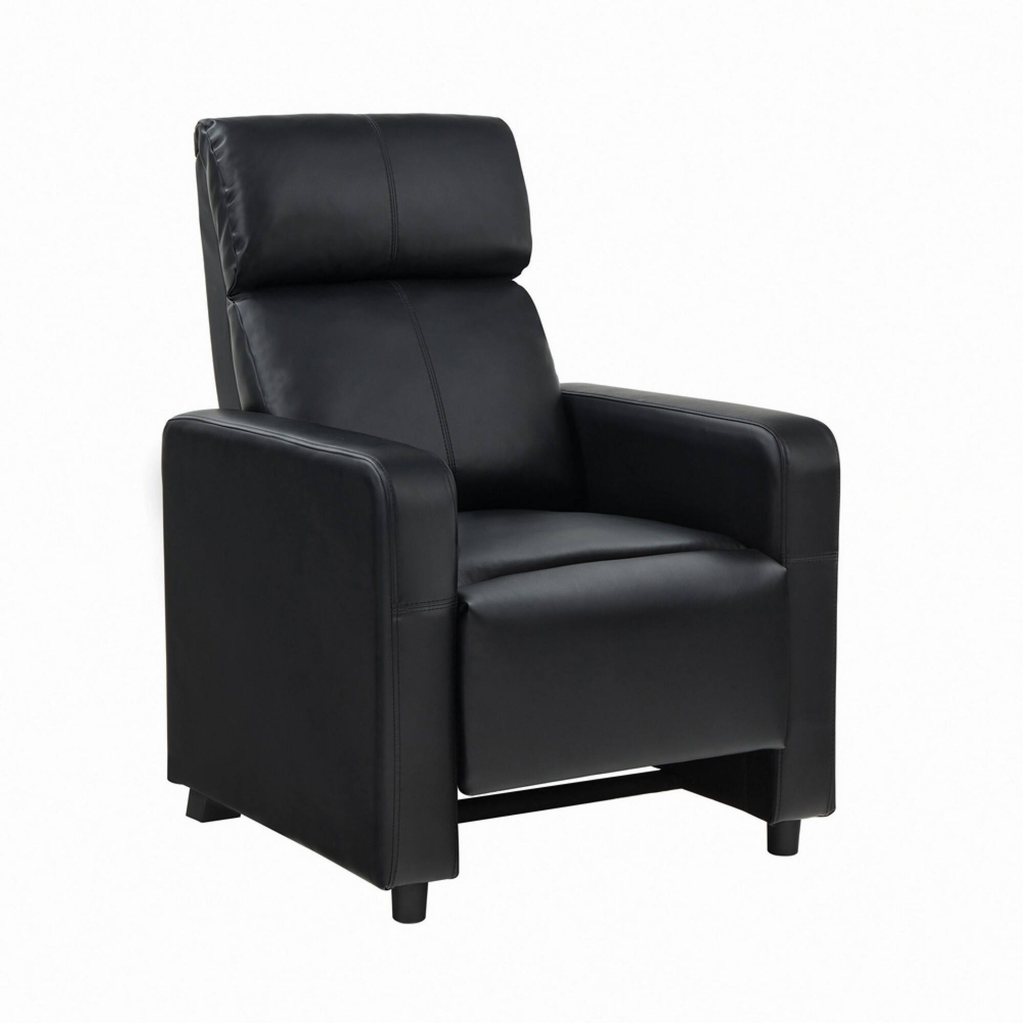 Front. Manhattan Lane - Modern Theater Seating Push Back Recliner - BLACK.