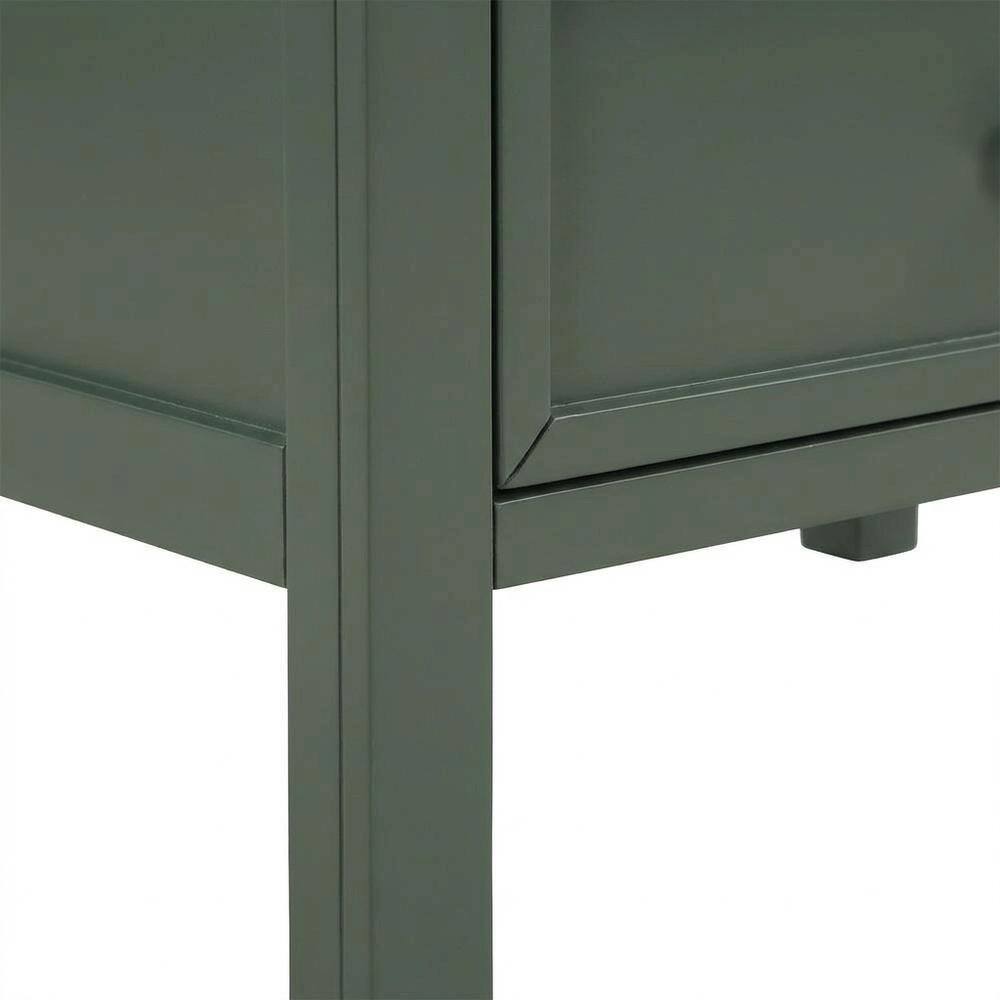 Alt View 1. FurniFact - Vintage Green Nightstand with 2 Drawers and Classic Style - Vintage Green.