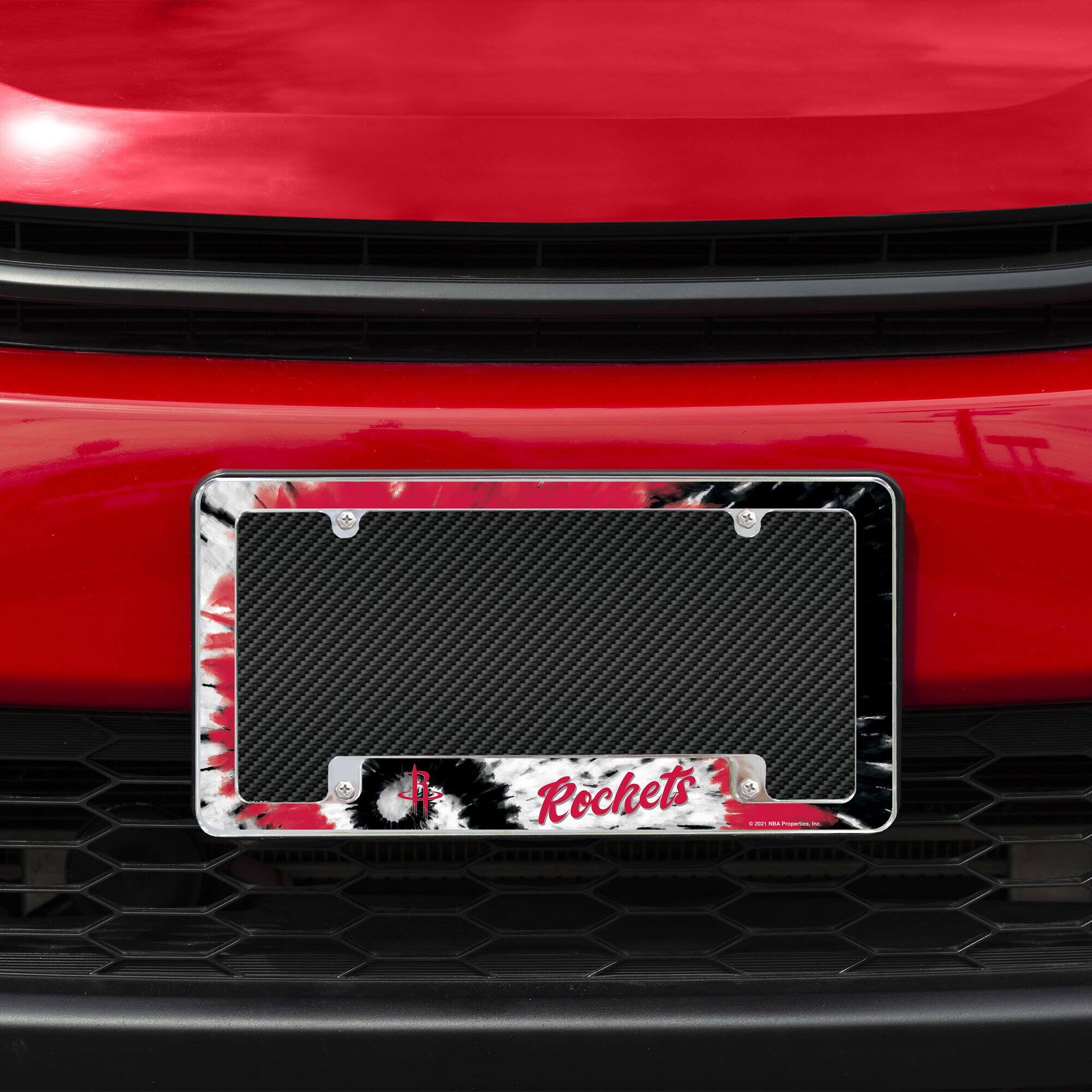Alt View 2. Rico Industries - Houston Rockets Chrome Metal License Plate Frame with Bold Tie Dye Design - Multi.