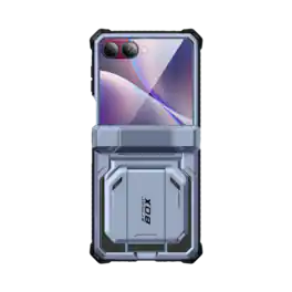 i-Blason - Armorbox Case for Samsung Z Flip7 – Kickstand, Screen Protector, Military-Grade - Metallic Blue