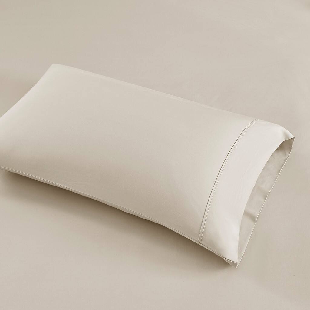 Alt View 3. Gracie Mills - Gracie Mills Nora 300 Thread Count Sateen Weave Organic Cotton Deep Pocket Sheet Set - Taupe.