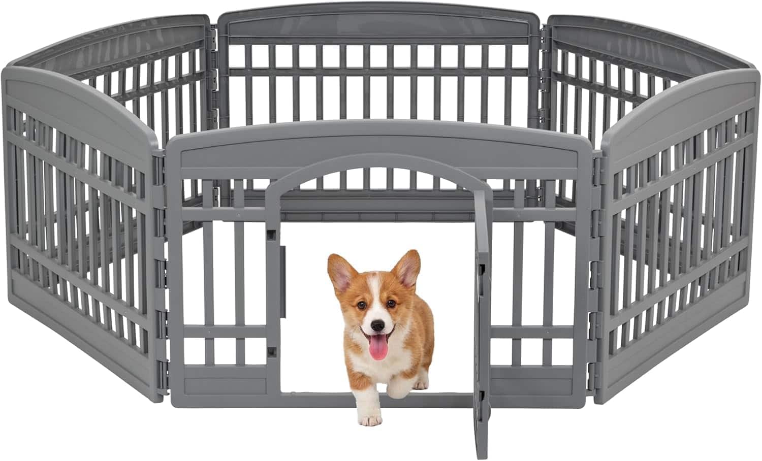 IRIS USA - IRIS 24" Dog Playpen 4-Panel Pet Exercise Pen with Door Gate 35 x 35 x 24, Gray