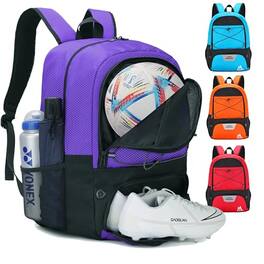 Live At Space - Soccer Bag-soccer Backpack&backpack For&football Volleyball& Basketball With Ball Compartment And Package - Purple