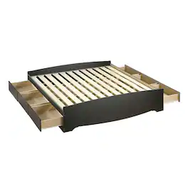 Hivvago - King size Wood Platform Bed Frame with Storage Drawers - Black