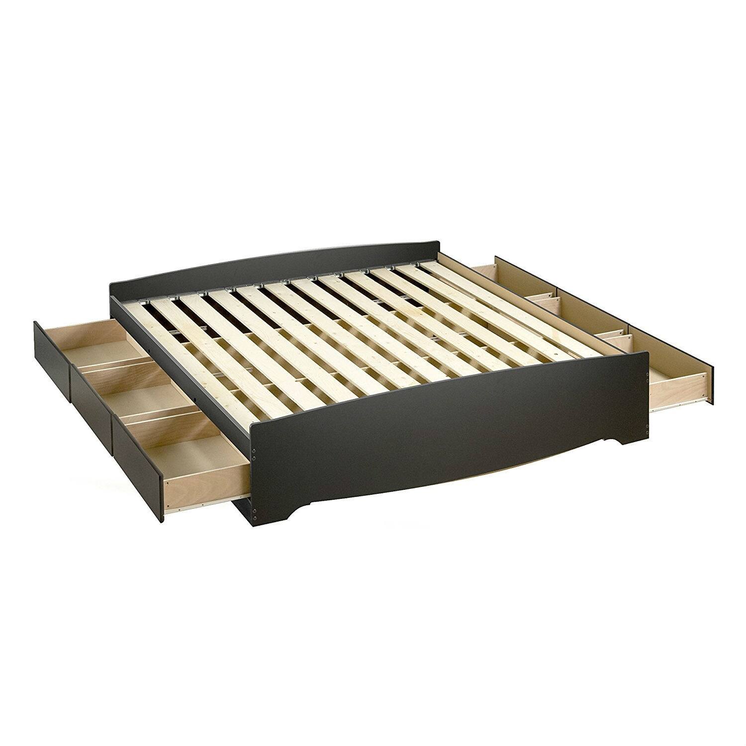 Front. Hivvago - Hivvago King size Wood Platform Bed Frame with Storage Drawers - Black.