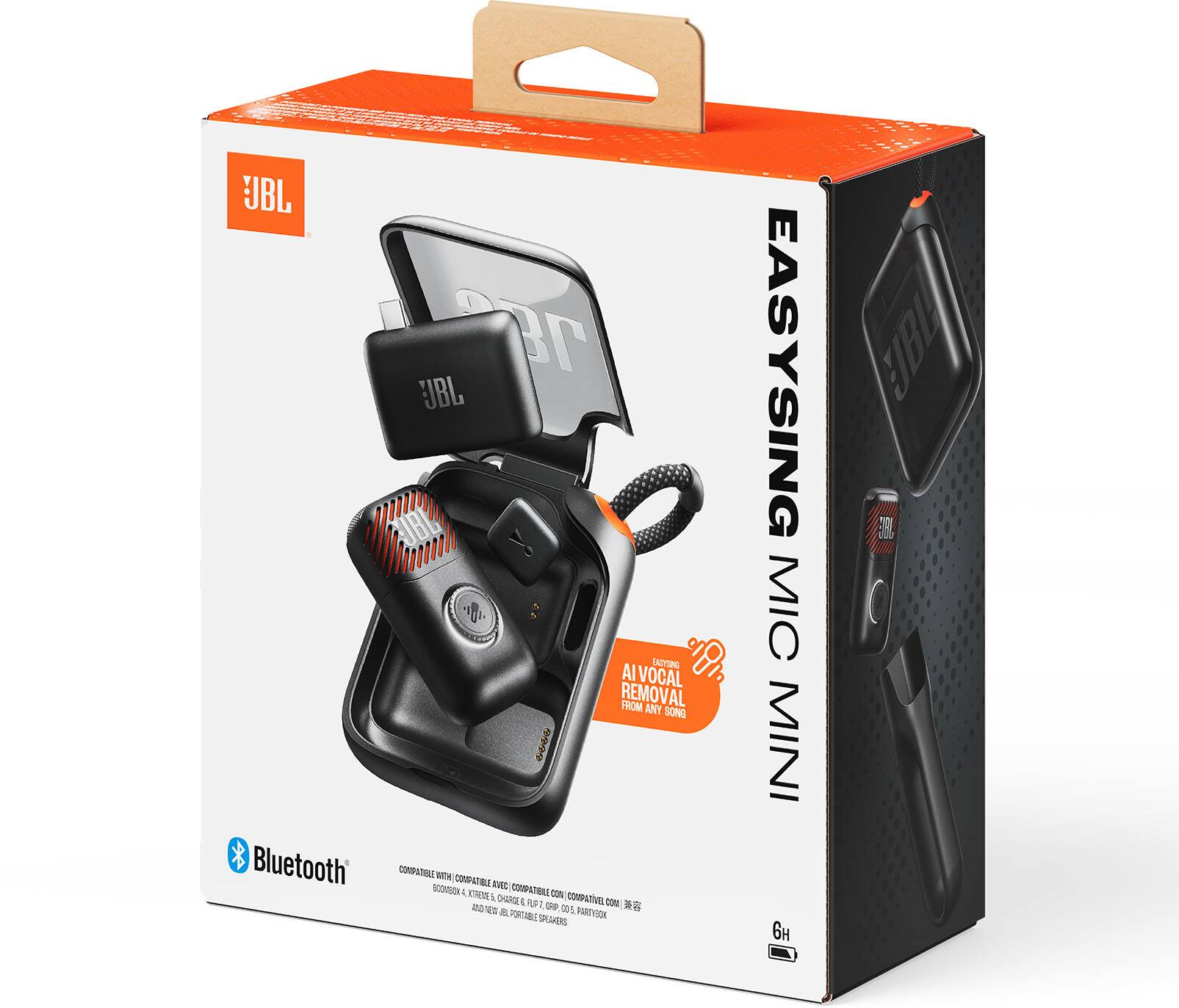 UBL Bluetooth 7F UBL AI VOCAL REMOVAL FROM ANY SONG COMPATIBLE SAC DOOATBION 4 COMPATIBLE CON & CHRG CORPARVEL 1.0 tOn - E a 005 OIYTRAR POTABLE to JHONL EASYSING MIC MINI 6H EBL 10

Corrected text:
JBL EASY SING MIC MINI
Bluetooth
AI VOCAL REMOVAL FROM ANY SONG
COMPATIBLE WITH COMPATIBLE AUX, COMPATIBLE COMBO
BROADCAST, KARAOKE, SING ALONG, PIP, DOLBY, OOL, RARE
AUDIO DEVICES & PORTABLE SPEAKERS