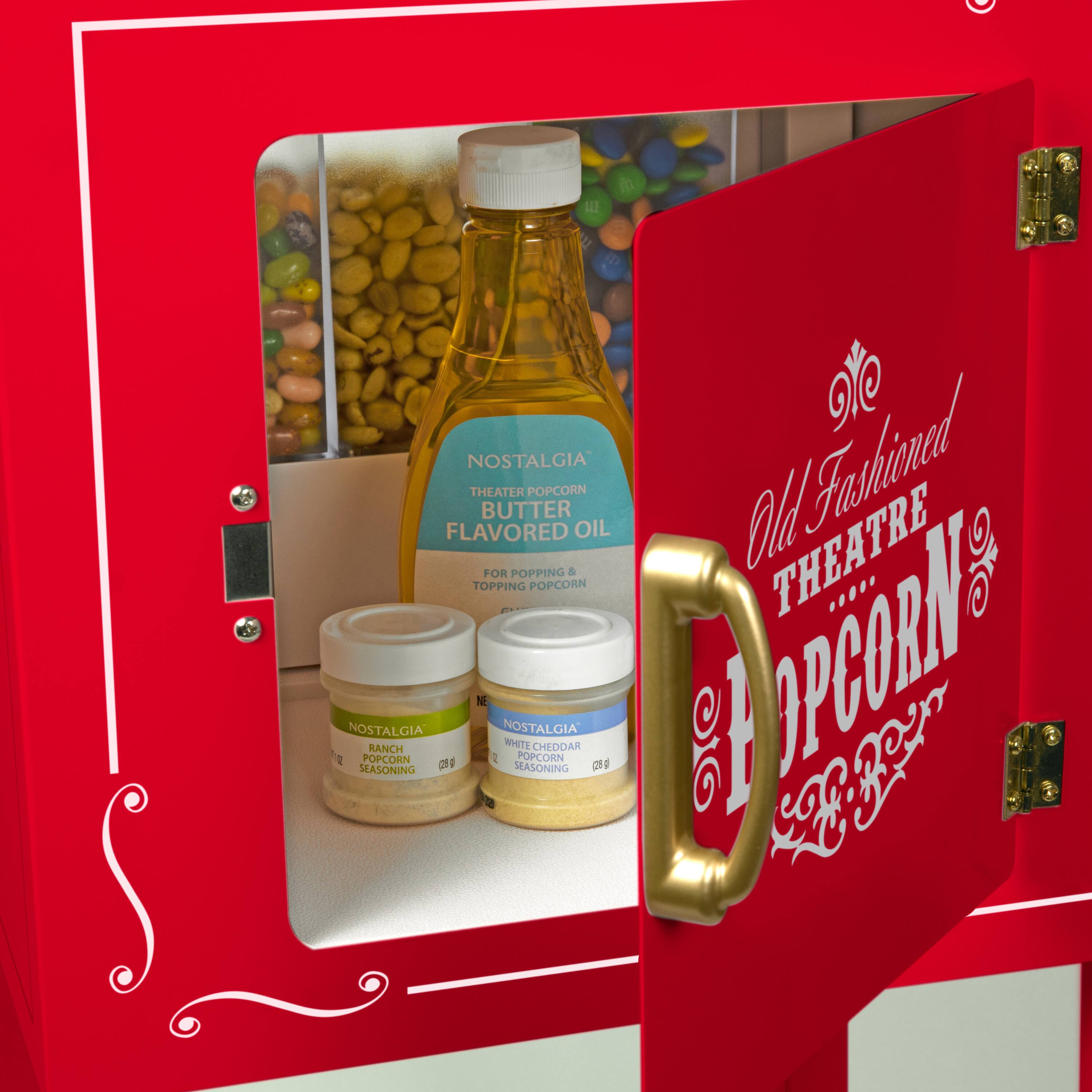 FLAVORED NOSTALGIA THEATER BUTTER POPCORN OIL  
Old Fashioned TOPPING FOR POPPING POPCORN & THEATRE  
NOSTALGIA SEASONING POPCORN RANCH 2Y 1  
NOSTALGIA WHITE SEASONING POPCORN CHEDDAR 20g 1  

NOSTALGIA  
THEATER POPCORN  
BUTTER FLAVORED OIL  
FOR POPPING POPCORN TOPPING  

NOSTALGIA  
RANCH POPCORN SEASONING  
65g  

NOSTALGIA  
WHITE CHEDDAR POPCORN SEASONING  
65g  

Old Fashioned  
THEATER POPCORN