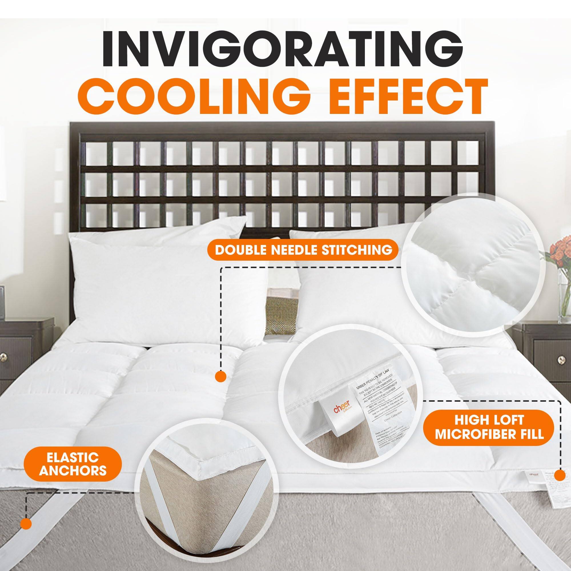 INVIGORATING COOLING EFFECT  
DOUBLE NEEDLE STITCHING  
THEY UNIVER SUPART cheer  
HIGH LOFT MICROFIBER FILL  
ELASTIC ANCHORS