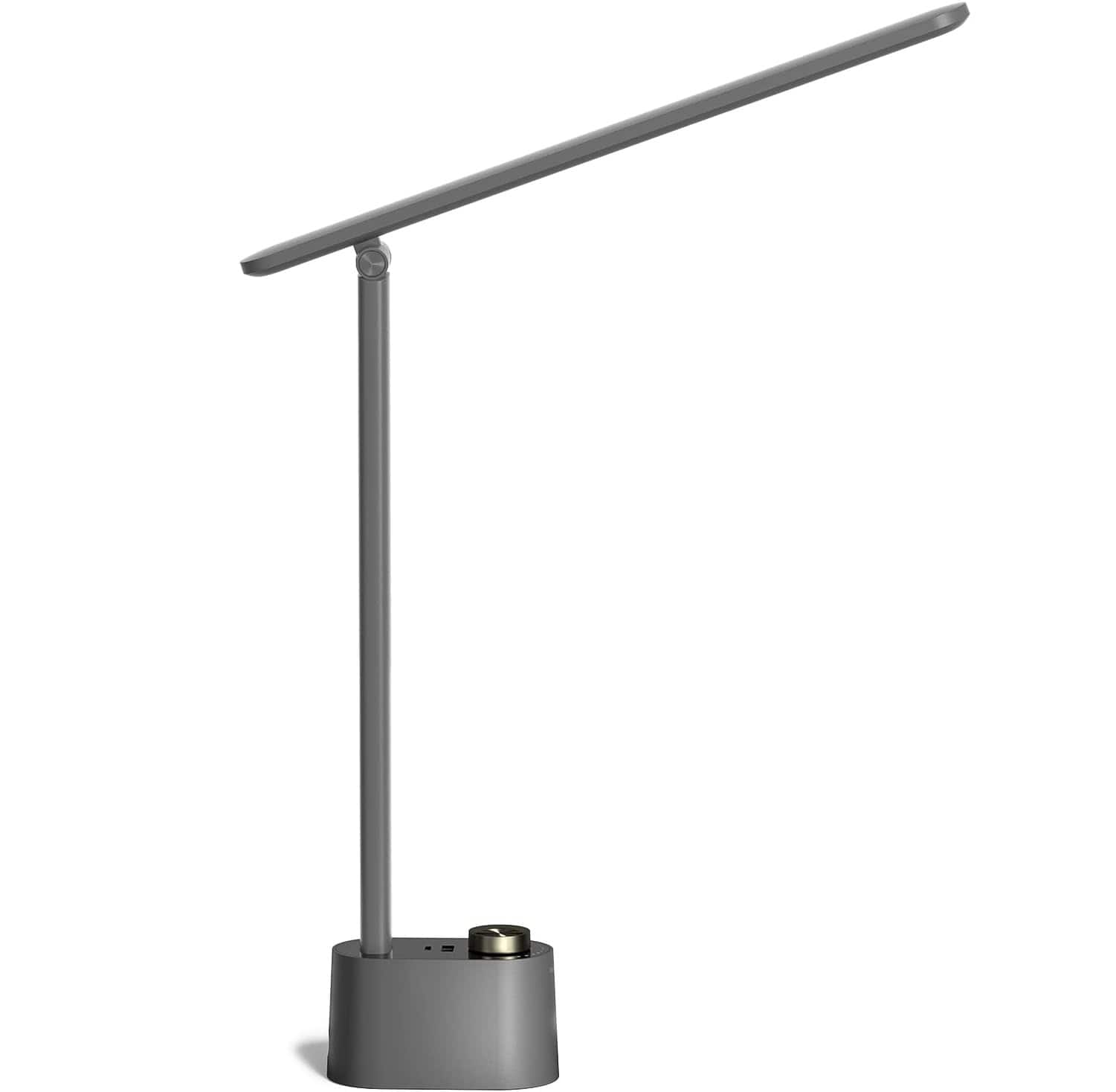 FINEAK - Eye-Caring LED Desk Lamp with Dual USB Charging & Foldable Design - Gray