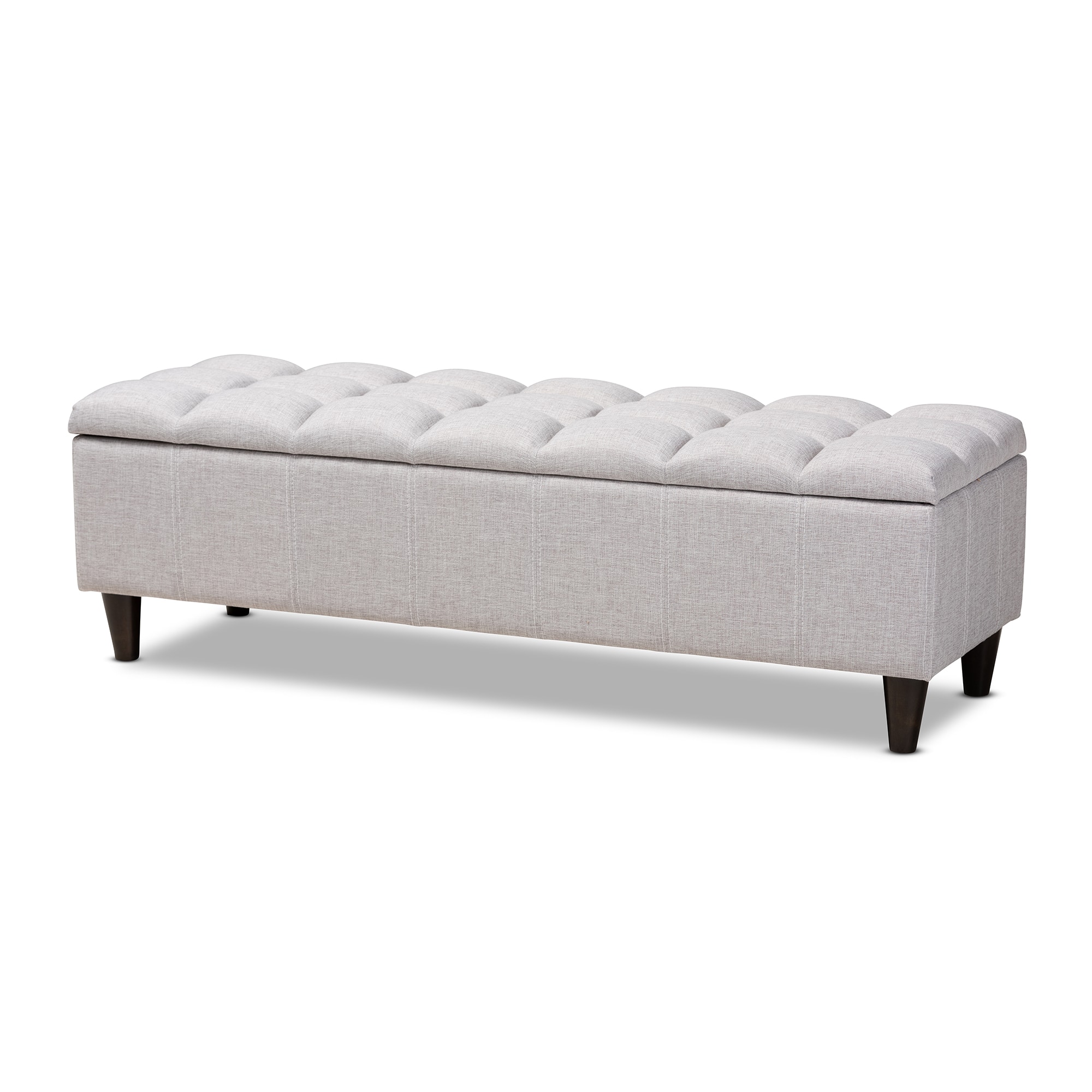 Baxton Studio - Brette Mid-Century Modern Fabric Upholstered Finished Wood Storage Bench Ottoman - Grayish Beige